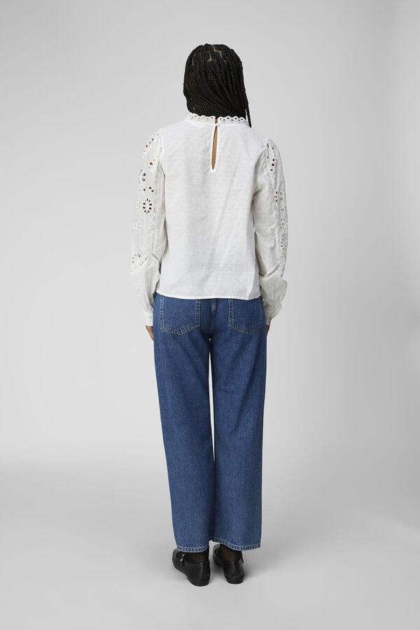 Object Blusa encajes y bordado perforado Blanco