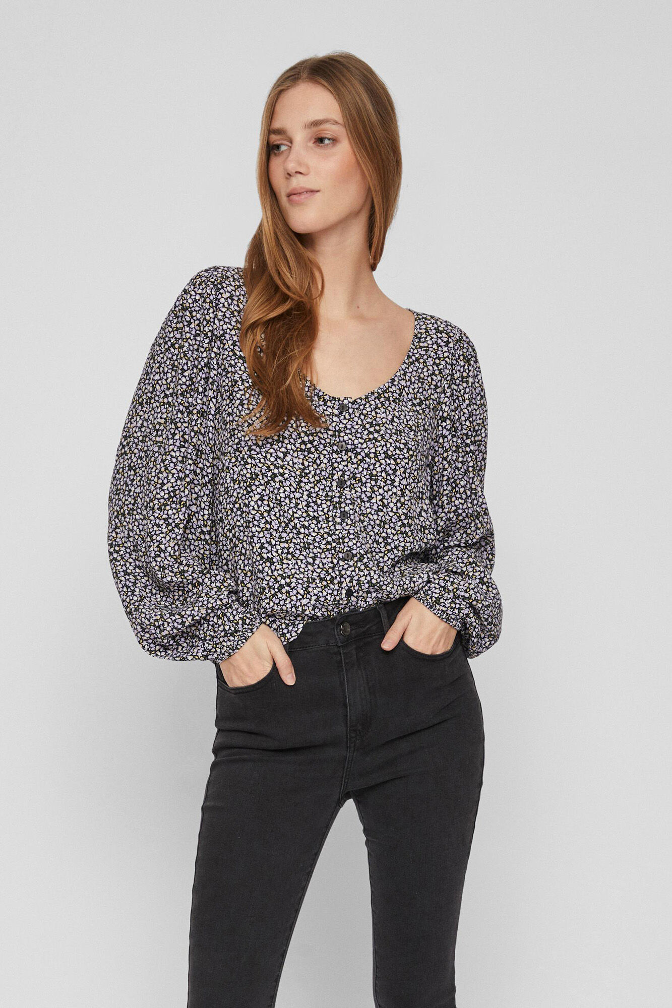 Vila Blusa folgada de manga comprida