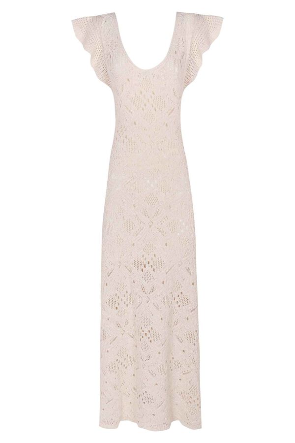 Slowlove Vestido crudo volantes Marfil