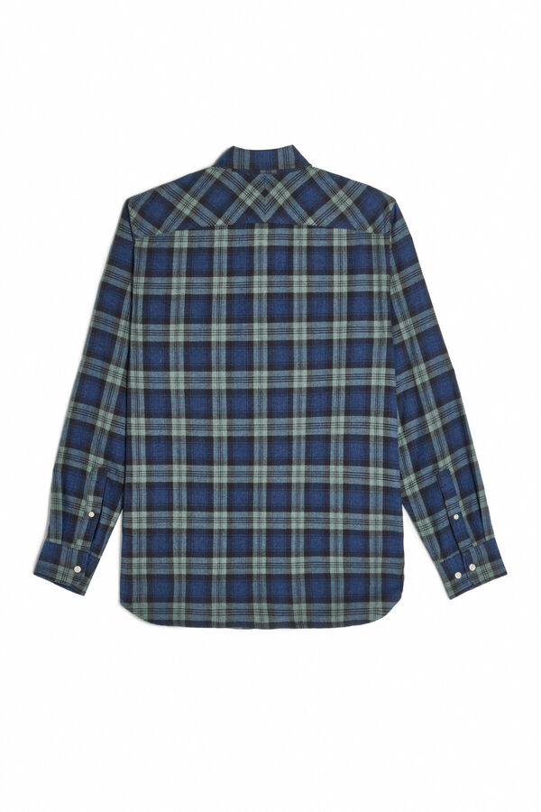 OOTO Camisa cuadro tartán manga larga Estampado verde