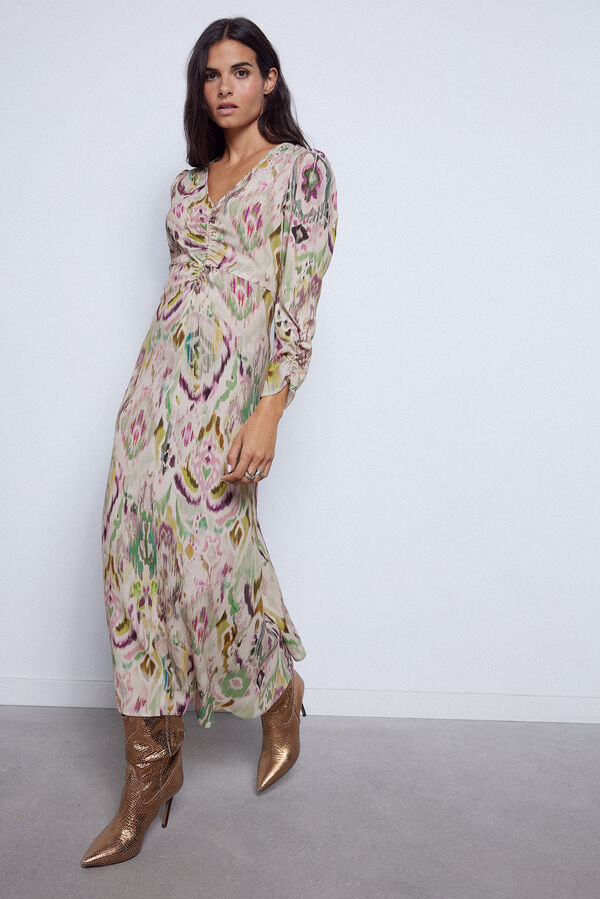 Slowlove Vestido estampado escote pico Multicolor