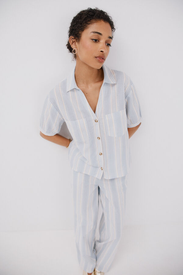 Cortefiel Camisa manga curta Azul