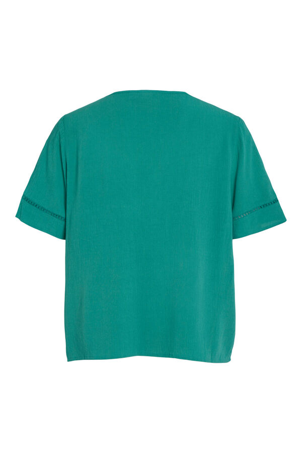 Vila T-shirt de mulher manga curta croch&eacute; Verde