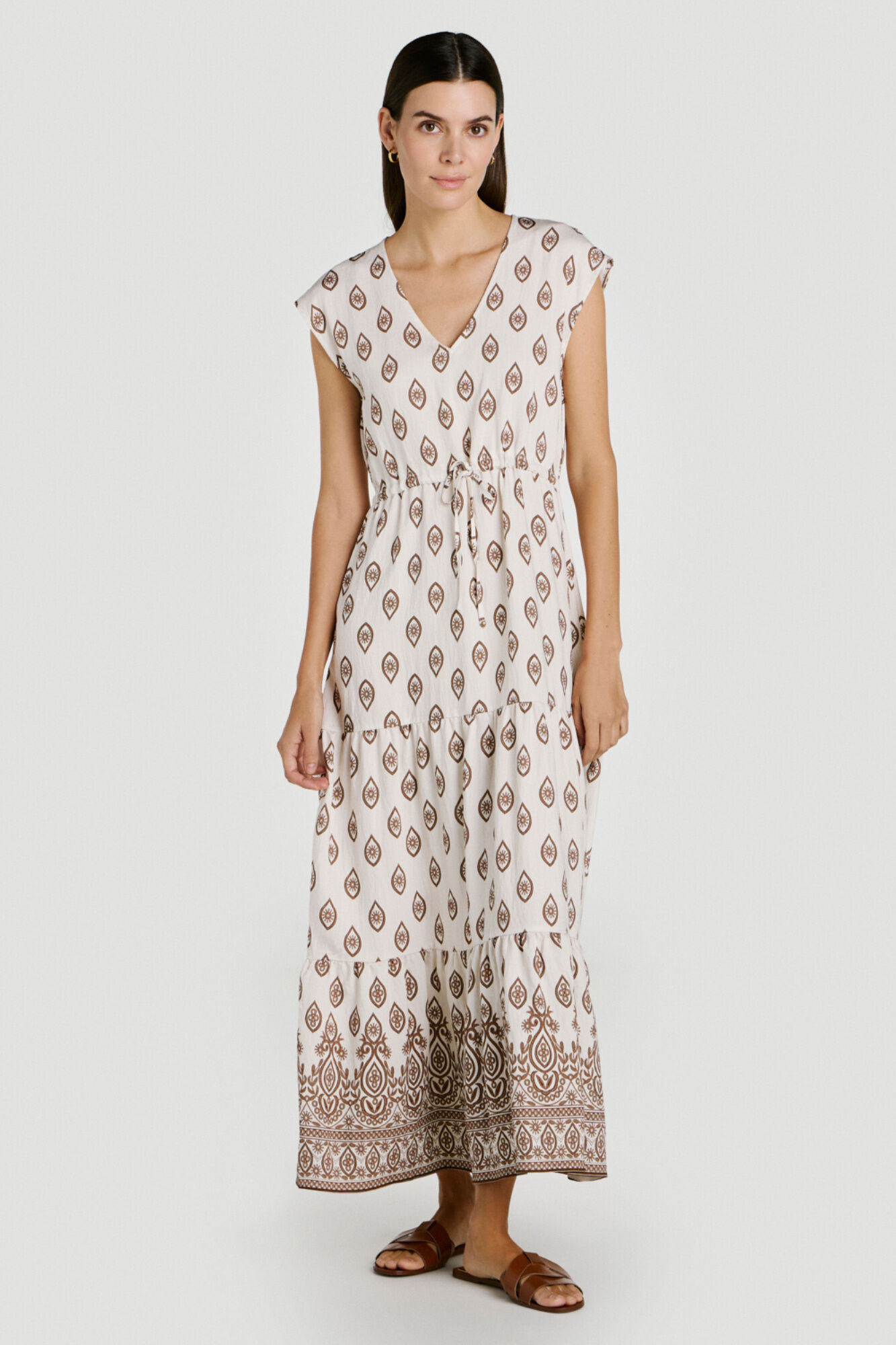 Vila Vestido midi estampado em viscose
