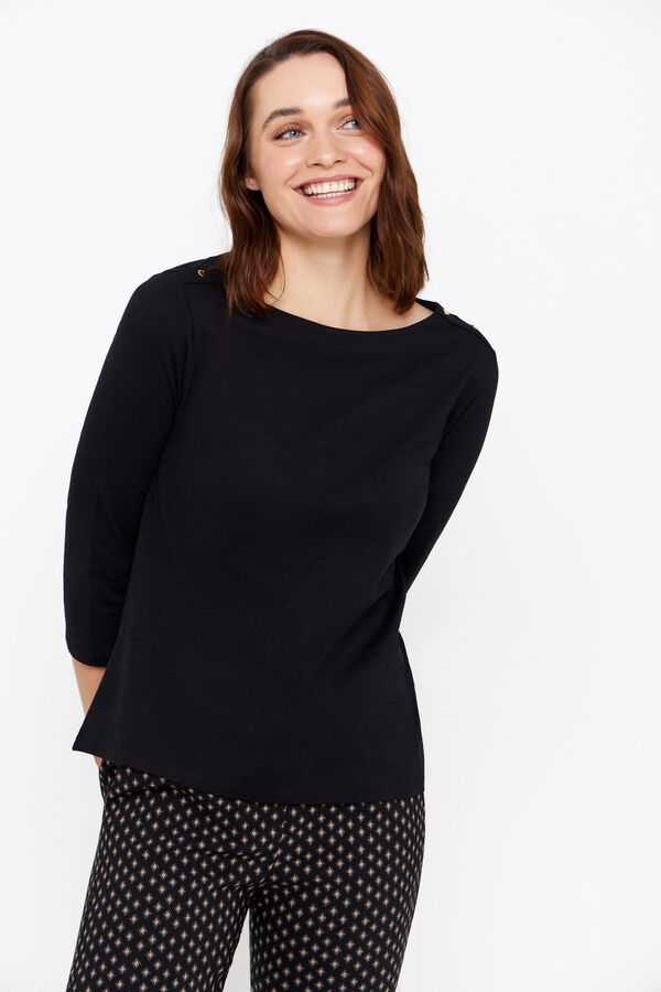 Cortefiel Camiseta b&aacute;sica btones Negro