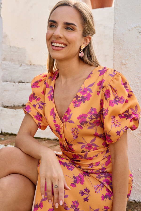 Pol&iacute;n Et Moi Vestido de flores Sua Dourado