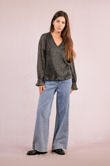 Molly Bracken Top de manga larga plisado Gris