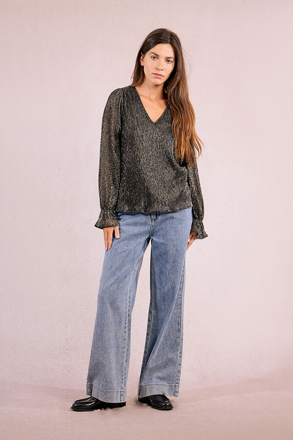 Molly Bracken Top de manga larga plisado Gris