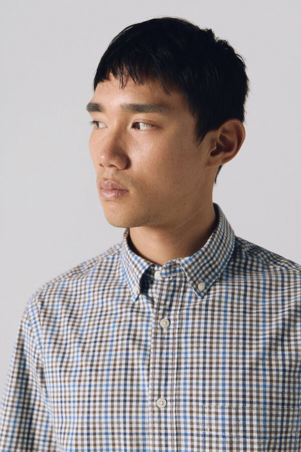 Cortefiel Camisa cuadros popelín Azul oscuro