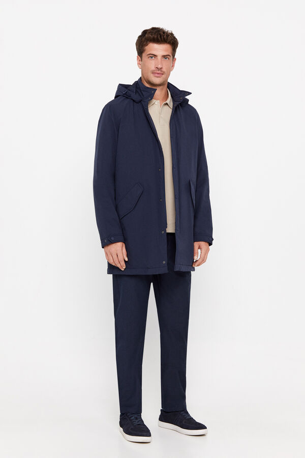 Cortefiel Impermeable con capucha Azul marino