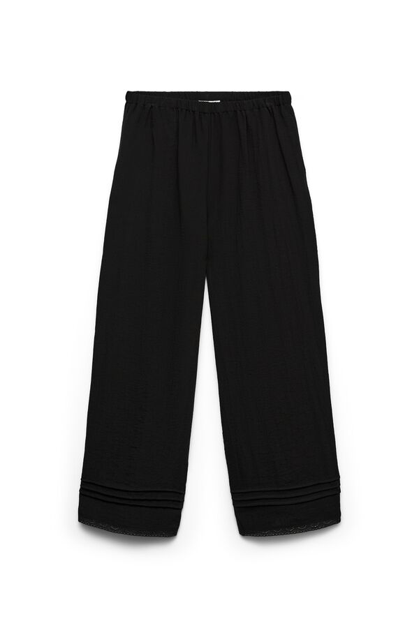 Vero Moda Pantal&oacute;n ancho con cintura el&aacute;stica Negro