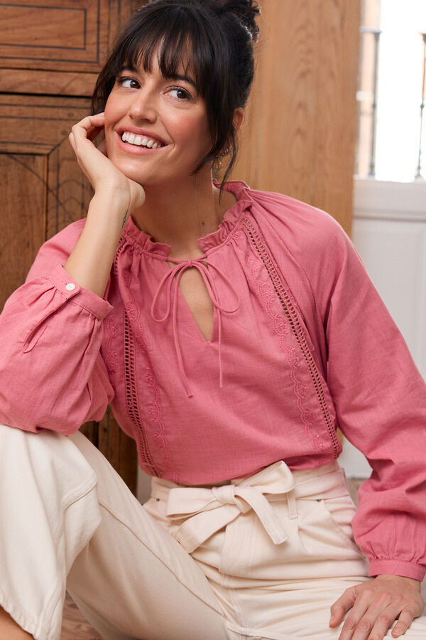 Pol&iacute;n Et Moi Blusa de lino Silbana Coral