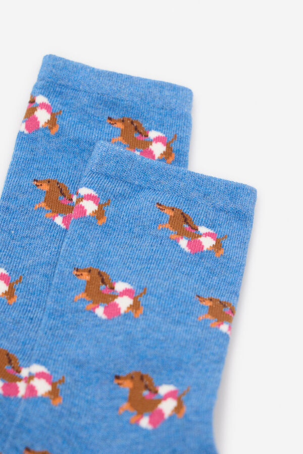 Cortefiel Dachshund flutua meia longa Azul