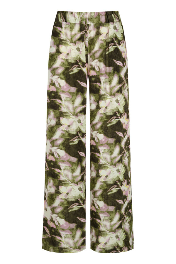 Slowlove Pantal&oacute;n largo fluido Estampado verde