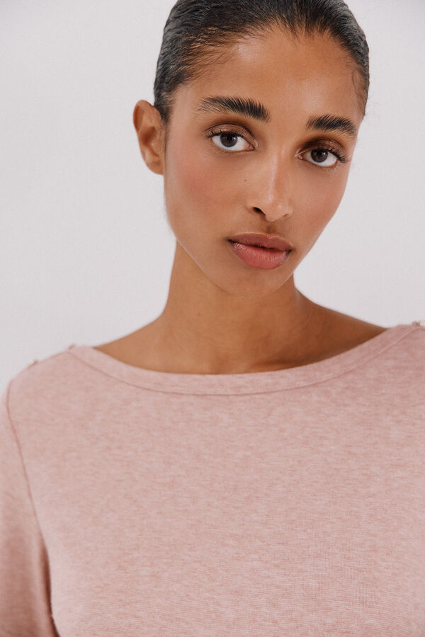 Cortefiel Top gola canoa com bot&otilde;es dourados Subiu