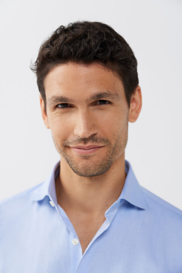 Cortefiel Camisa vestir lisa f&aacute;cil plancha Azul