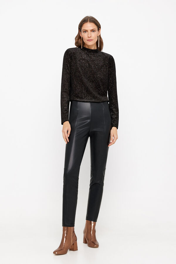 Cortefiel Top terciopelo con hombreras Negro