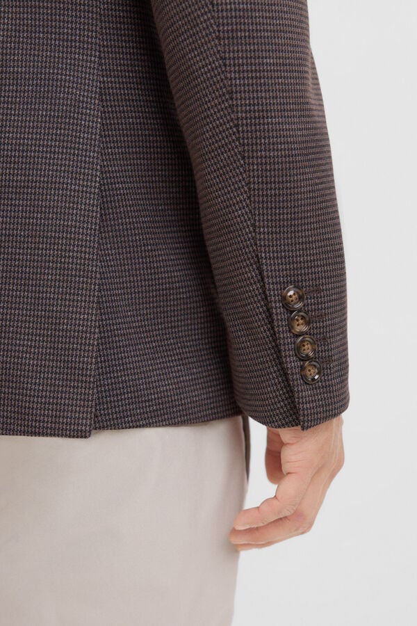 Cortefiel Blazer de malha com debruns remov&iacute;veis Castanho