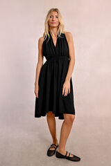 Molly Bracken Vestido curto com decote halter Preto