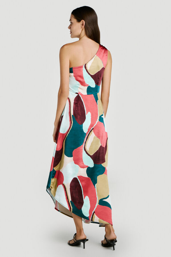 Vila Vestido satinado estampado de fiesta Multicolor