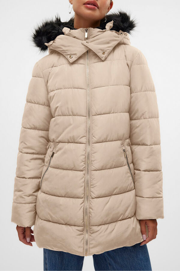 Vero Moda Abrigo midi acolchado Beige