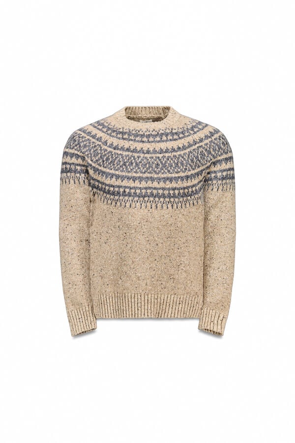 OOTO Jersey navide&ntilde;o jacquard cuello caja Beige