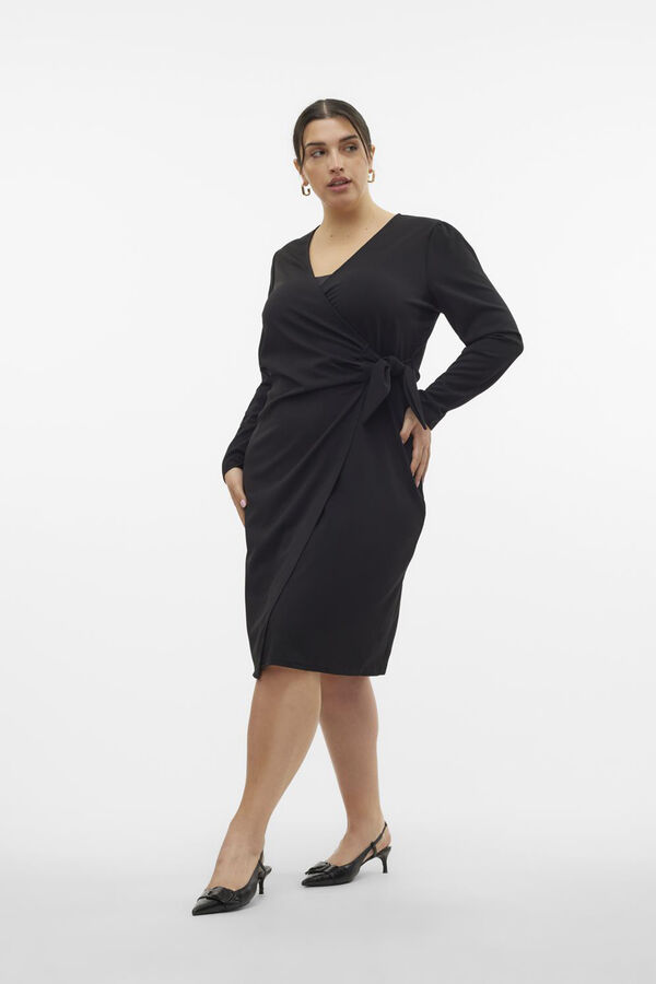 Vero Moda Curve Vestido de manga comprida tamanho grande Preto