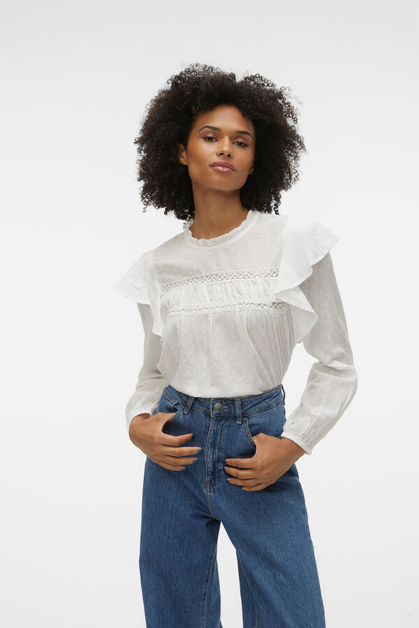 Vero Moda Top plumeti volantes Blanco