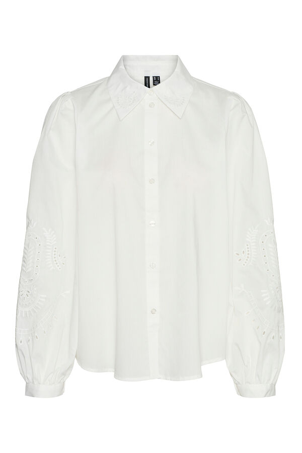 Vero Moda Curve Camisa b&aacute;sica bordada plus size Branco