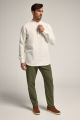 Cortefiel Camisa manga larga 100% lino Blanco