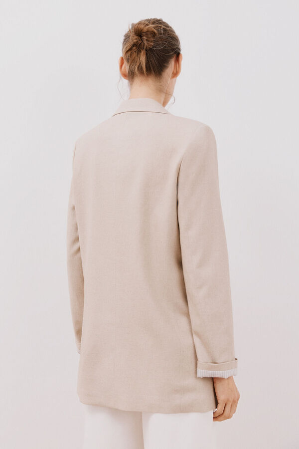 Cortefiel Blazer longo de linho Castanho