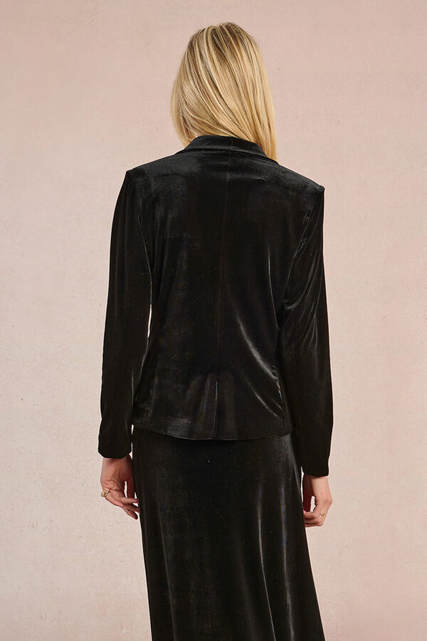 Molly Bracken Americana de terciopelo con cuello y solapa Negro