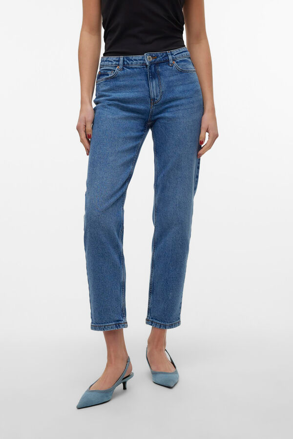 Vero Moda Vaquero recto de tiro medio Azul
