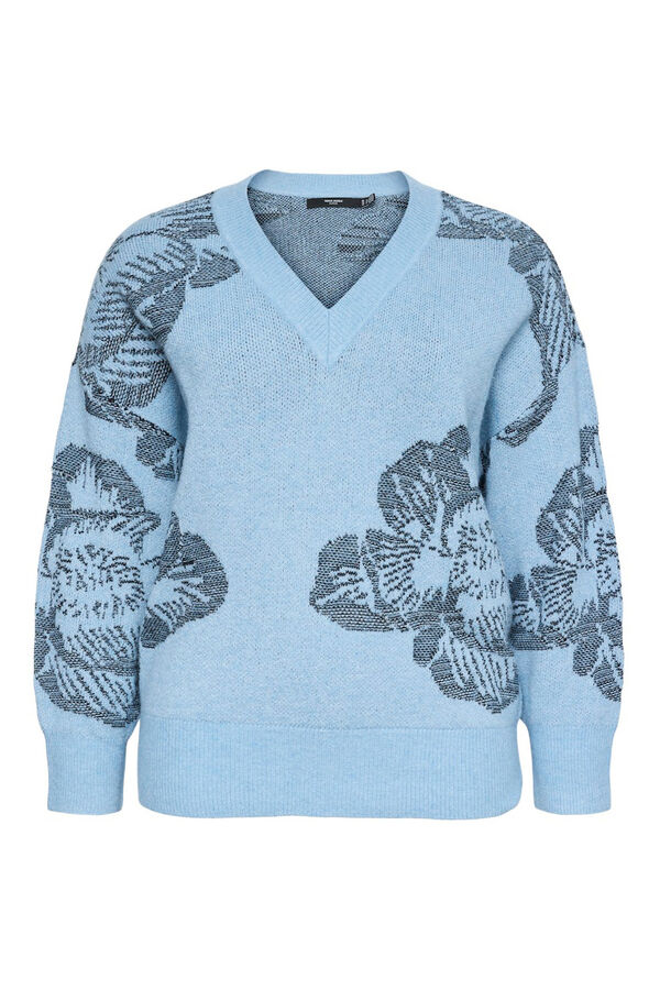 Vero Moda Curve Jersey de manga larga cuello pico Curve Turquesa