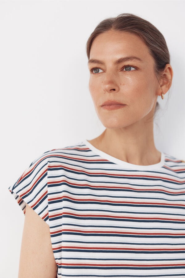 Cortefiel Camiseta b&aacute;sica com bot&otilde;es dourados Multicolorido