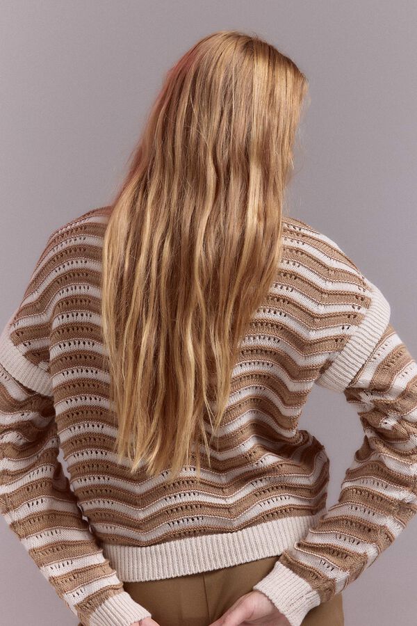 Slowlove Jersey estrcuctura onda bicolor Marfil