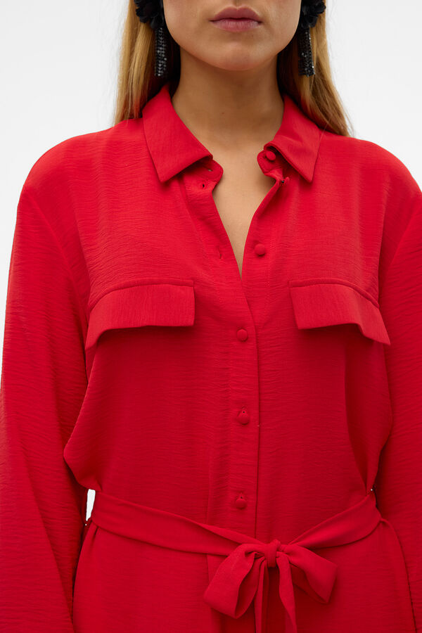 Vero Moda Vestido midi camisero Rojo