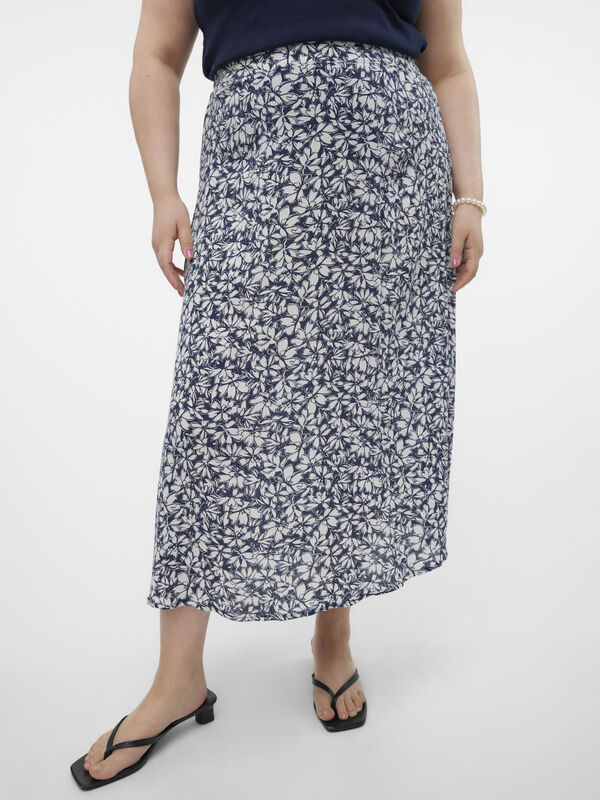 Vero Moda Curve Falda midi cintura el&aacute;stica talla grande Azul marino