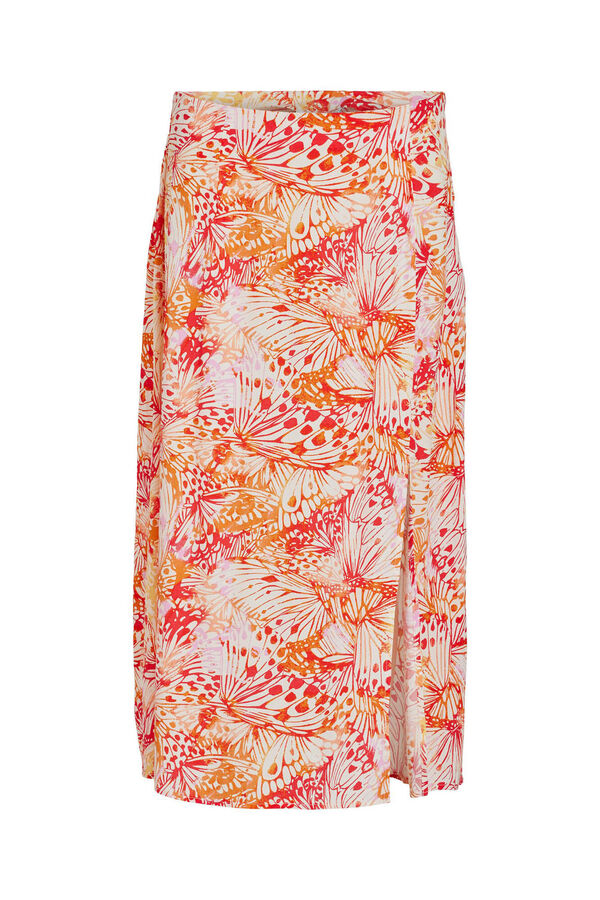 Vila Falda midi de cintura alta estampada Blanco