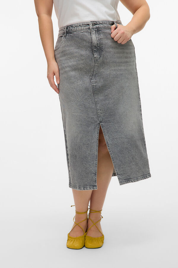 Vero Moda Curve Falda vaquera talla grande Gris