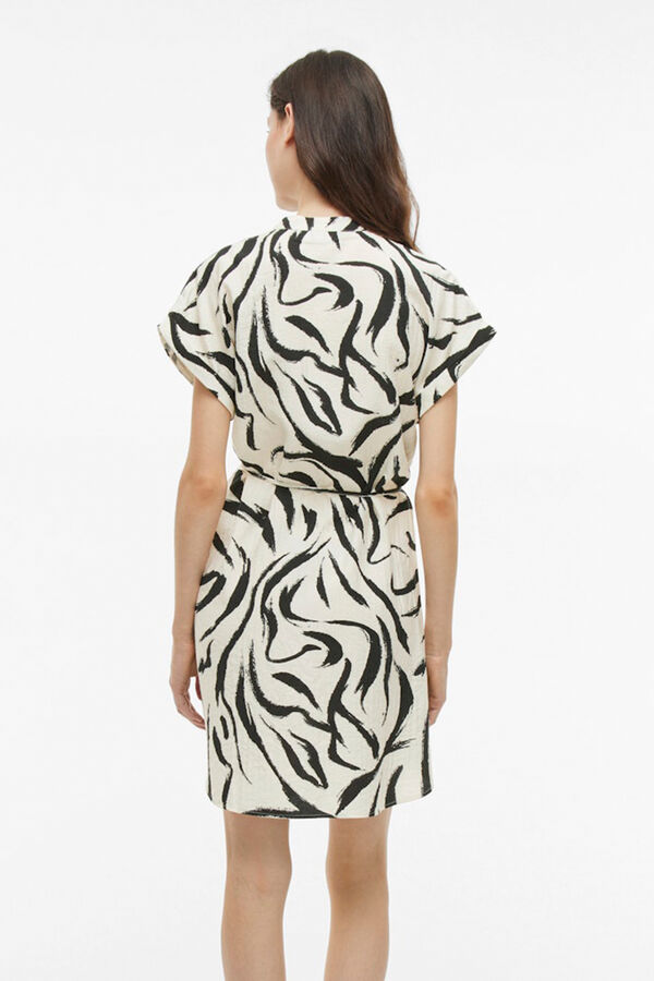 Vila Vestido curto com gola mao e viscose Cinzento