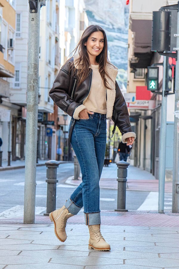 Panama Jack Bota mujer plana Beige