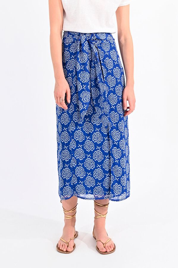 Molly Bracken Saia comprida com estampado e la&ccedil;ada Azul