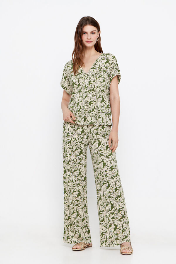 Cortefiel Pantal&oacute;n punto estampado Estampado verde