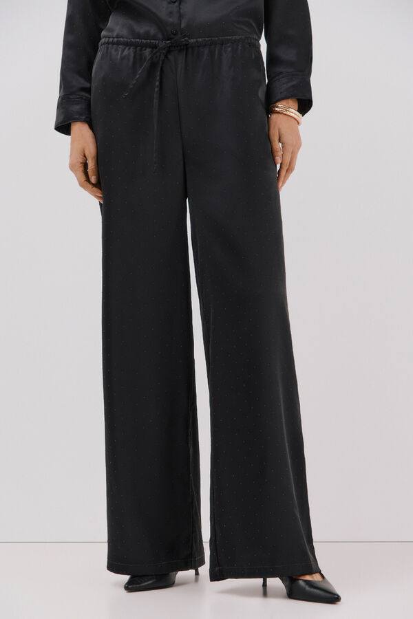 Cortefiel Pantal&oacute;n de strass Negro