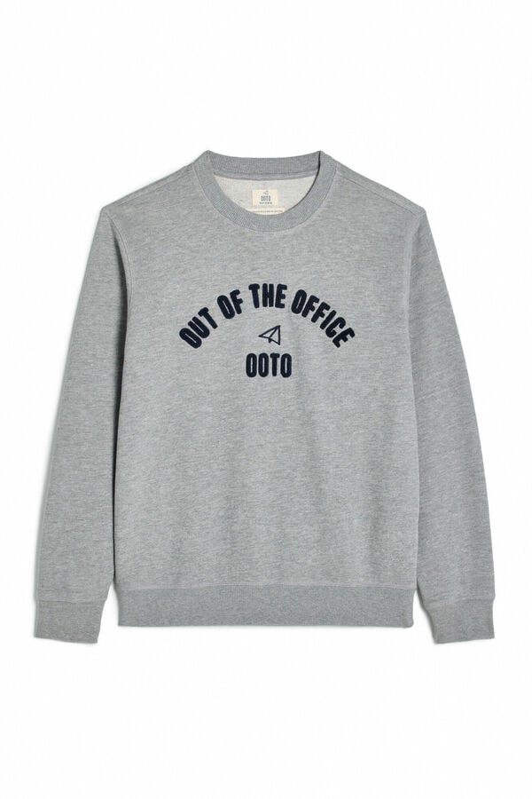 OOTO Sweatshirt gola redonda com logo Cinzento