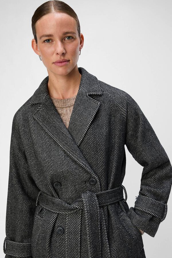 Object Sobretudo longo de pano Cinzento