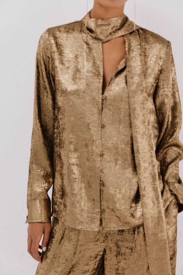 Cortefiel Saia de malha com lurex Dourado