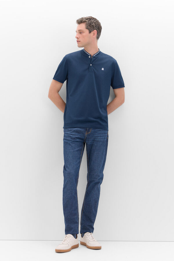 Cortefiel Polo coolmax gola bomber Azul