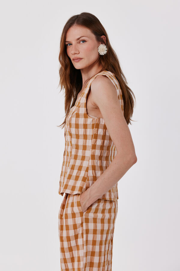 Cortefiel Camisa xadrez Vichy Amarelo